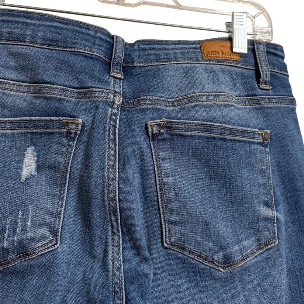 Judy Blue Mid Rise Distressed Skinny Jeans Medium‎ Wash Womens 7/28 - Picture 5 of 7